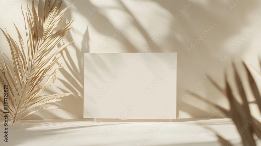 Poster a clean and minimalistic composition featuring a blank canvas set against a neutral background. trop