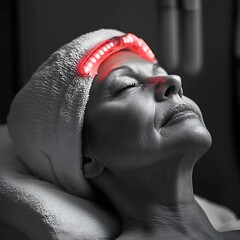 Artistic Black and White Composition Featuring Relaxed Woman