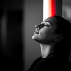 Artistic Black and White Composition Featuring a Woman in Profile