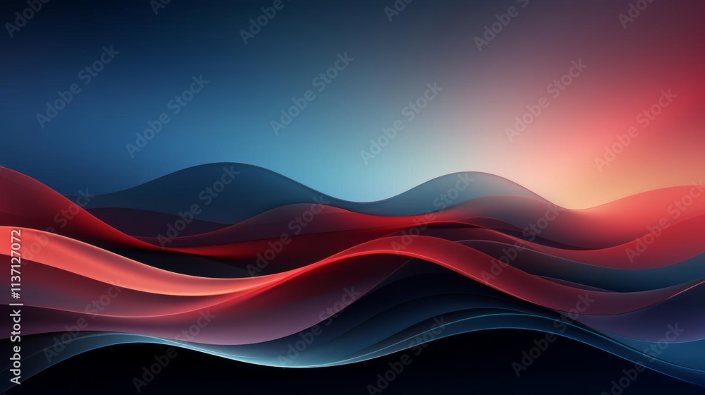 Canvas Prints a blue and red wave with a sunset in the background