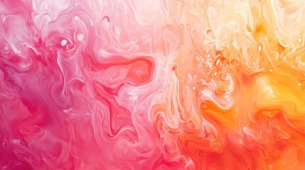 Fototapeta premium Abstract Pink Orange Swirling Fluid Art Painting
