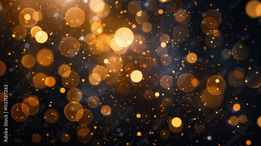 Poster a blurred background of golden bokeh lights creating a festive and magical atmosphere.