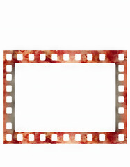 Film strip texture with blank space, png isolated background. Old grunge movie film long strip, vintage filmstrip, watercolor, with white tones