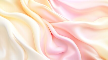 Fototapeta premium Soft pastel pink and yellow silk fabric drapes beautifully