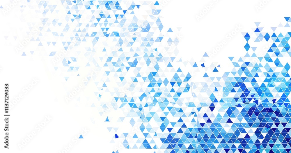Poster abstract blue triangle pattern creating a dynamic visual effect.