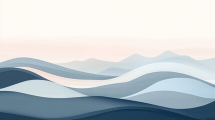 Naklejka premium Abstract Blue Wave Mountain Landscape Artwork