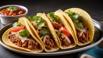 Delicious ground beef tacos with all the fixings!