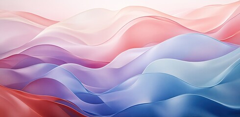 Obraz premium A minimal and dynamic design with large-scale waves of color, using the colors pink, blue, purple, and red