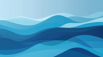 Fototapeta premium Abstract illustration of flowing ocean waves in various shades of blue.