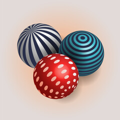 Merry Christmas and New Year holiday greeting card design with Christmas balls, Spheres realistic 3d decoration