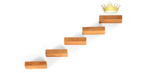 Wooden blocks in shape of a staircase as step Business Concepts, and Success in Finance, Banking and Investment