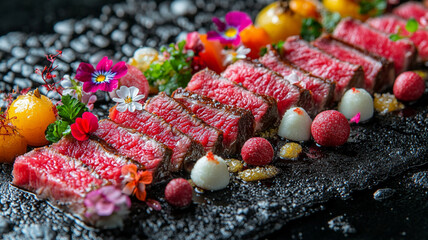 Culinary finesse: delicately plated venison tenderloin in an elegant and artistic presentation