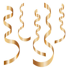 Golden shiny serpentine on a transparent background. Decor, Christmas and New Year holiday decoration