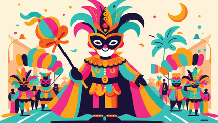 Naklejka premium Someone wearing colorful costume and mask at Mardi grass festival