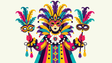 Someone wearing colorful costume and mask at Mardi grass festival