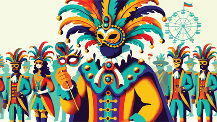 Someone wearing colorful costume and mask at Mardi grass festival