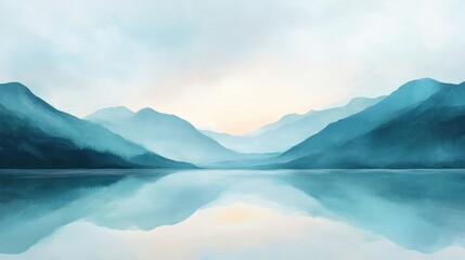 Serene Mountain Lake Reflection Artistic Landscape