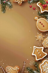 light beige banner with copyspace in gingerbread frame