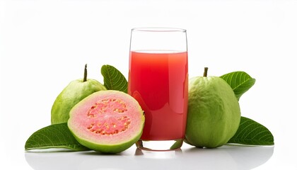 Guava Juice on white background isolated. Beverage. Drink.