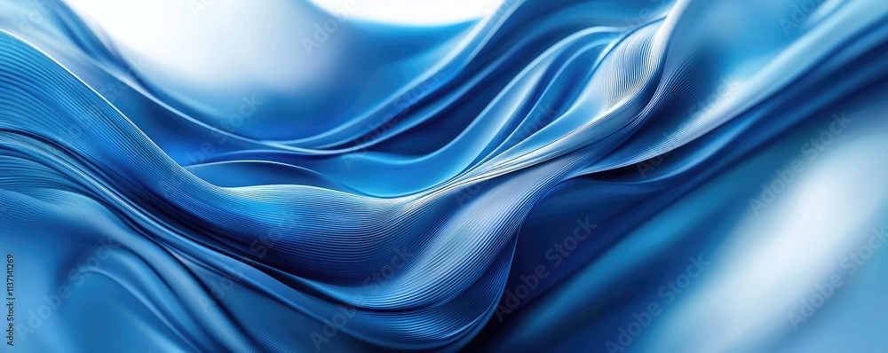Poster wave abstract background idea. a smooth blue fabric texture flowing gracefully in gentle waves, crea