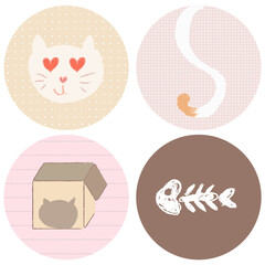 Cat story highlights icon set for social media transparent png