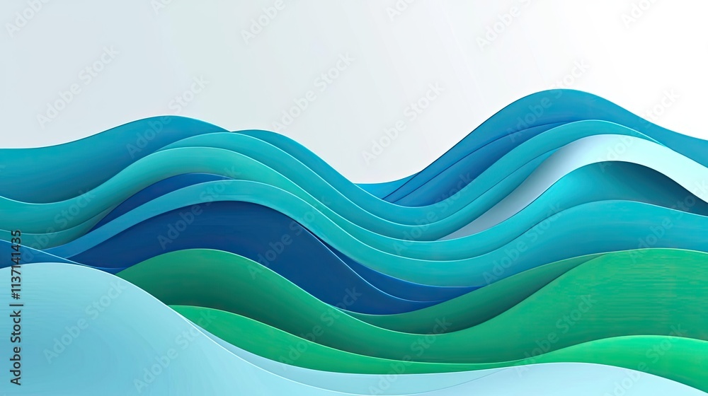 Poster wave abstract background idea. abstract waves in blue and green create a serene, flowing visual for 