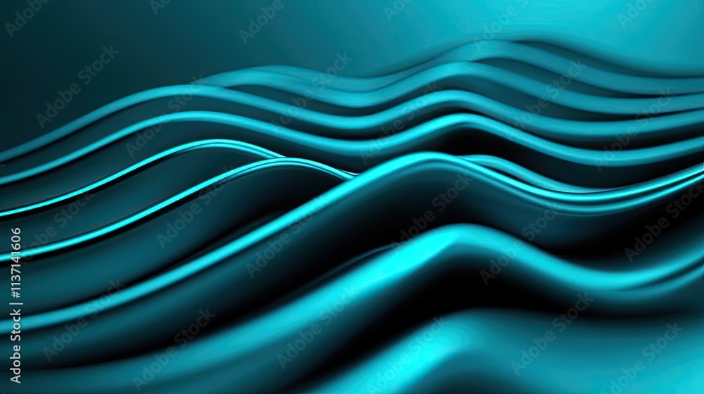 Poster wave abstract background idea. abstract wavy shapes in turquoise, creating a smooth, modern design a