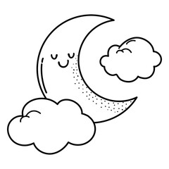 Moon png doodle sticker, black & white illustration, transparent background