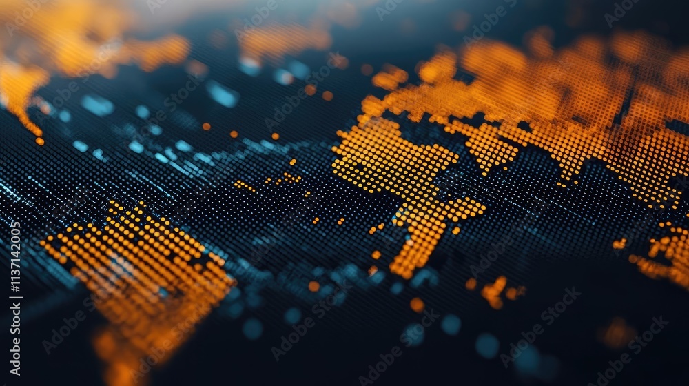 Poster weather forecast concept. abstract digital world map with data visualization in vibrant colors and d