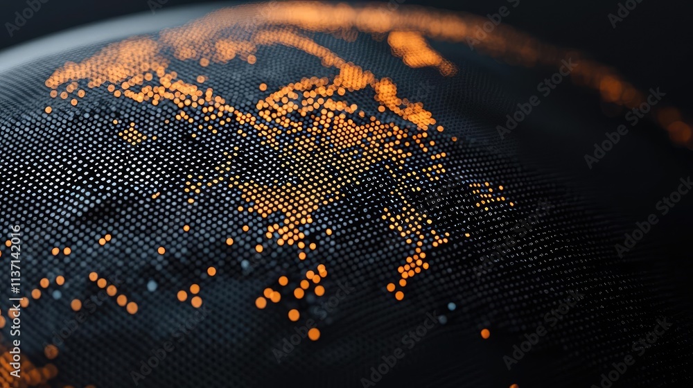 Poster weather forecast concept. a detailed macro shot of a illuminated globe showcasing different regions.