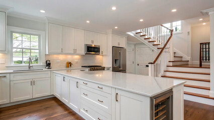 Modern kitchen interior design with contemporary furniture and appliances in a stylish home1