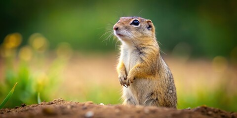 Obraz premium Spermophilus suslicus, spotted souslik, speckled ground squirrel