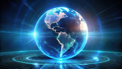 Futuristic holographic interface with globe Earth animation