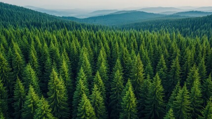 Obraz premium Aerial view of abundant mixed-age forest vast landscape nature
