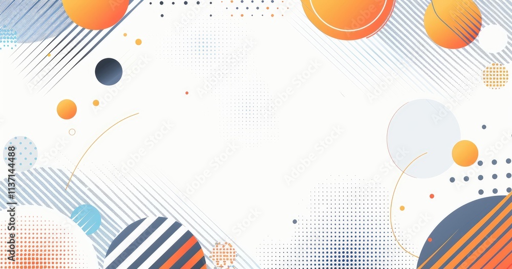 Poster abstract design with colorful circles and lines, suitable for backgrounds or graphic resources.
