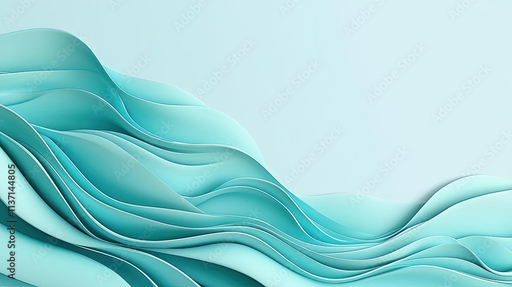 Poster wave abstract background idea. abstract waves in soft blue tones create a calming and modern design 