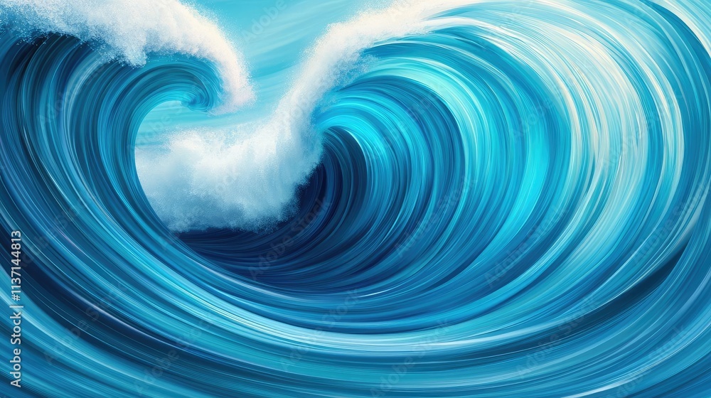 Poster wave abstract background idea. vibrant ocean waves collide, creating mesmerizing patterns of blue an