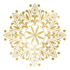 Festive gold png mandala sticker on transparent background