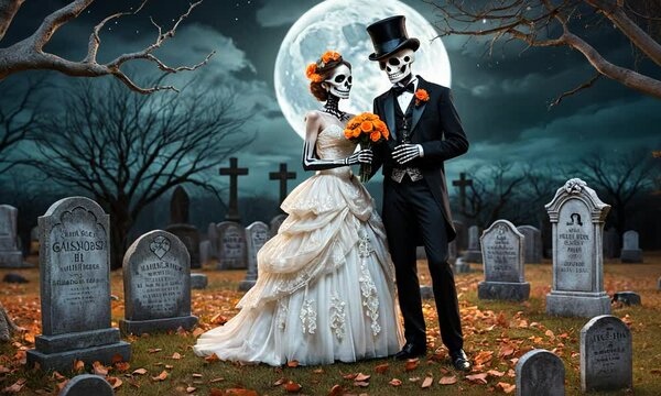 Skeleton Wedding Underneath the Moon
