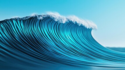 Obraz premium Wave abstract background idea. A vibrant wave crashing against the shore, reflecting shades of blue and turquoise.
