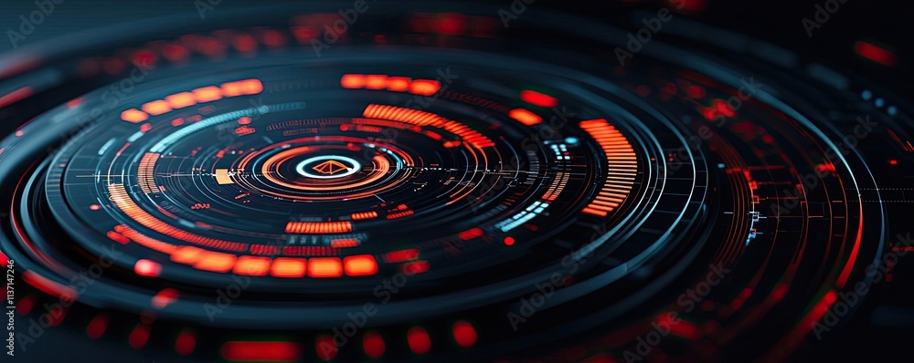 Poster weather forecast concept. futuristic digital interface with glowing circular patterns and vibrant co