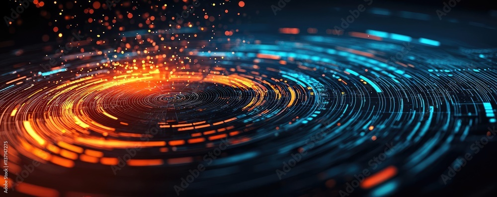 Poster weather forecast concept. abstract digital illustration showcasing flowing particles and vibrant cir