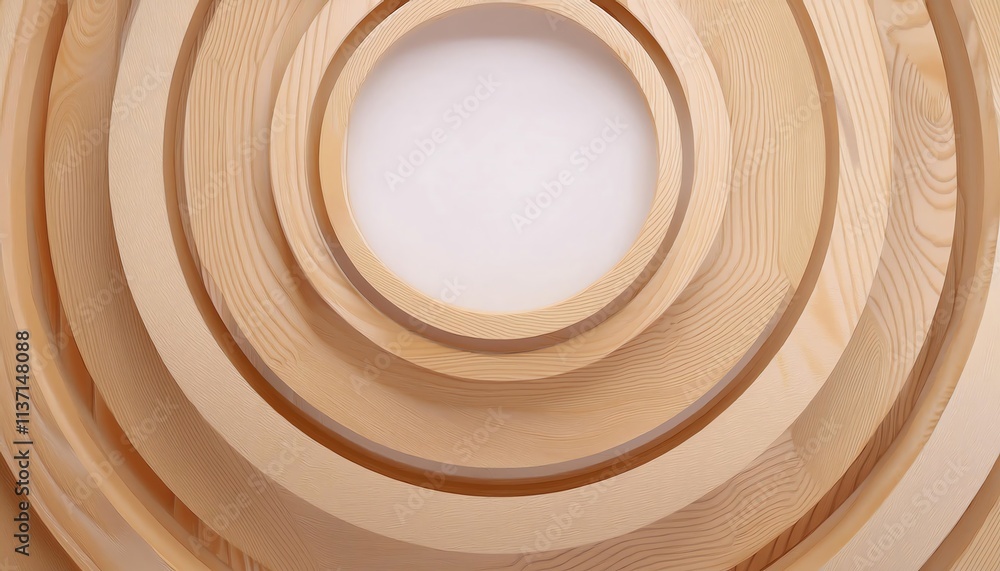 Poster a minimalist arrangement of concentric wooden circles creating a visually appealing layered effect.