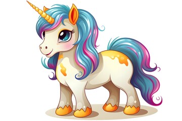 Naklejka premium Cute unicorn line and color. Vector illustration for coloring book Cute watercolor girls set - Little princess