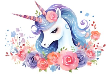 Cute unicorn line and color. Vector illustration for coloring book Cute watercolor girls set - Little princess