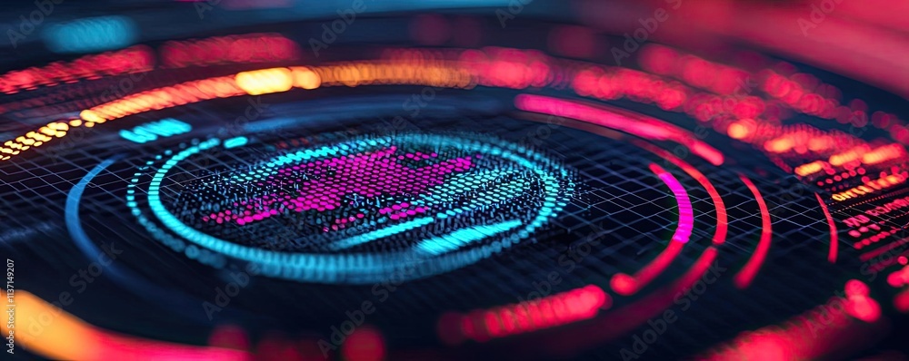 Poster weather forecast concept. futuristic digital interface with vibrant colors and intricate patterns.