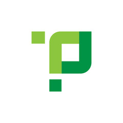 This is a logo design of an initial TP logo in green color in flat style on a white background