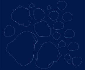 Rock stone blue contour set. Vector illustration