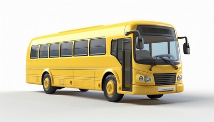 A vibrant yellow bus, designed for public transportation, showcases a modern aesthetic with large windows and ample seating capacity.