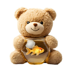 Cute Teddy Bear with Goldfish Bowl Decoration